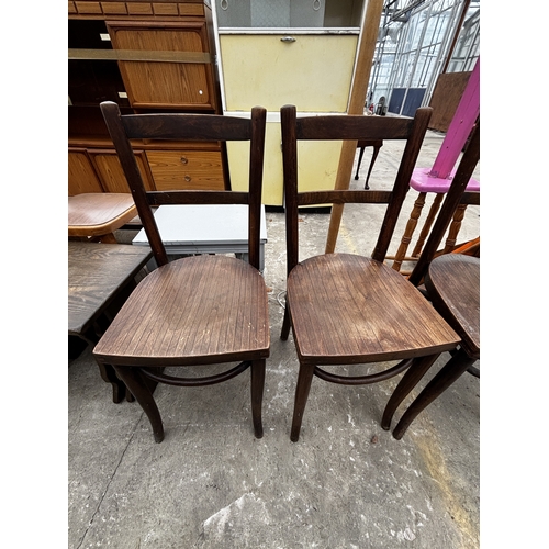 2621 - THREE BENTWOOD CHAIRS AND A VICTORIAN KITCHEN CHAIR