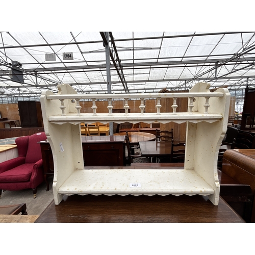 2626 - A PAINTED WALL SHELF UNIT WITH GALLERY TOP
