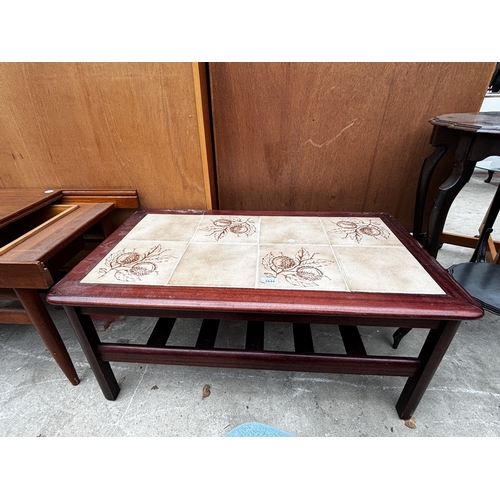 2644 - A RETRO TWO TIER TILED TOP COFFEE TABLE, 36' X 20'