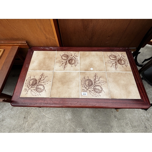 2644 - A RETRO TWO TIER TILED TOP COFFEE TABLE, 36' X 20'