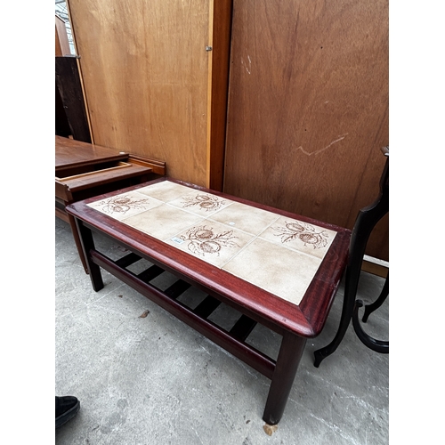 2644 - A RETRO TWO TIER TILED TOP COFFEE TABLE, 36' X 20'