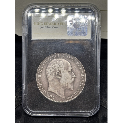 324 - A BOXED PROOF EDWARD VII SILVER CROWN
