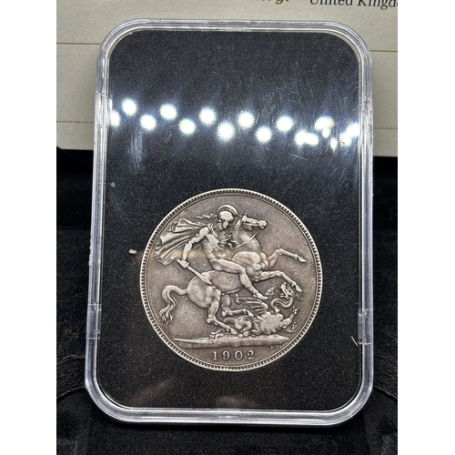 324 - A BOXED PROOF EDWARD VII SILVER CROWN