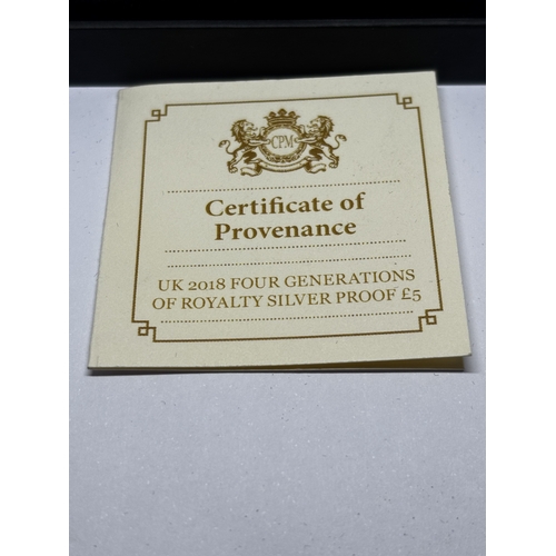 326 - A BOXED PROOF ELIZABETH II FIVE POUND SILVER COIN