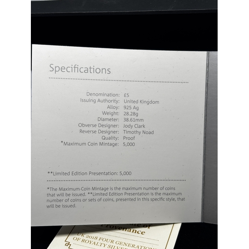 326 - A BOXED PROOF ELIZABETH II FIVE POUND SILVER COIN