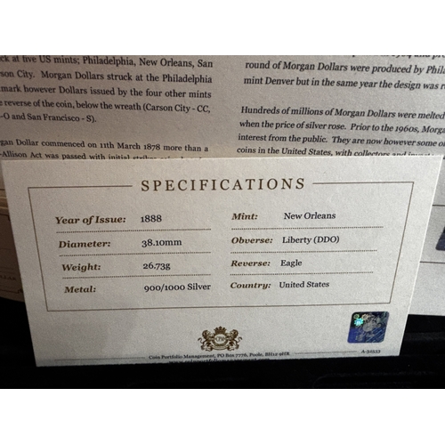 328 - A BOXED PROOF SET OF SIX U.S.A SILVER DOLLAR COINS