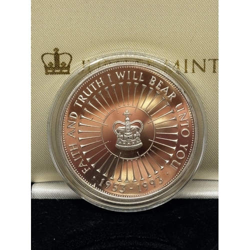 331 - A BOXED PROOF ELIZABETH II 40th ANNIVERSARY OF THE CORONATION SILVER FIVE POUND COIN