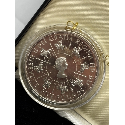 331 - A BOXED PROOF ELIZABETH II 40th ANNIVERSARY OF THE CORONATION SILVER FIVE POUND COIN