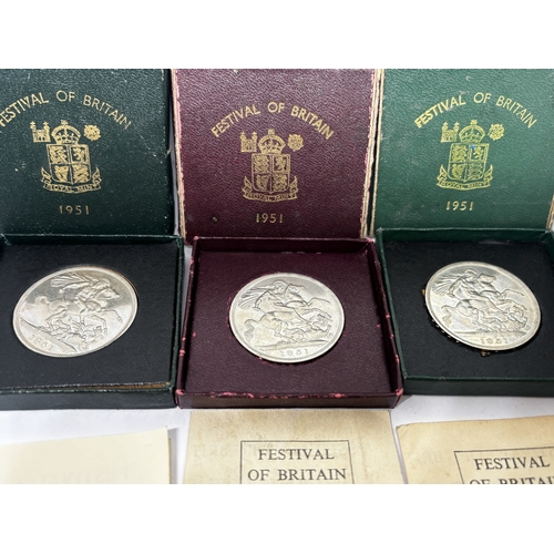 336 - THREE BOXED FESTIVAL OF BRITAIN 1951 CROWNS