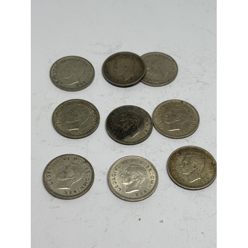 358 - NINE POST 1920/PRE 1947 THREE PENCES