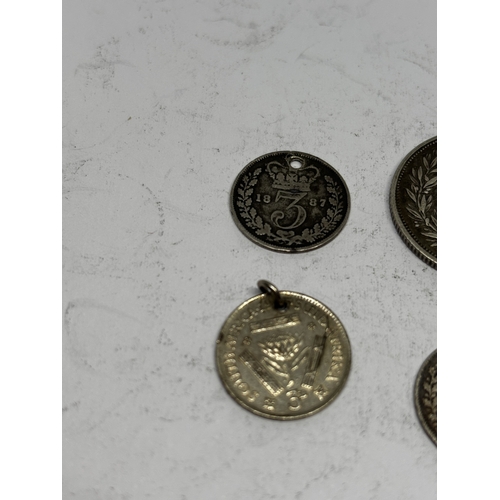 362 - SIX ASSORTED SILVER COINS