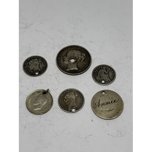 362 - SIX ASSORTED SILVER COINS