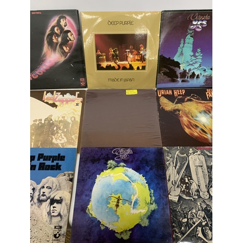 263 - NINE ROCK VINYL ALBUMS TO INCLUDE, LED ZEPPELIN 11, DEEP PURPLE FIREBALL, JETHRO TULL LIVING IN THE ... 