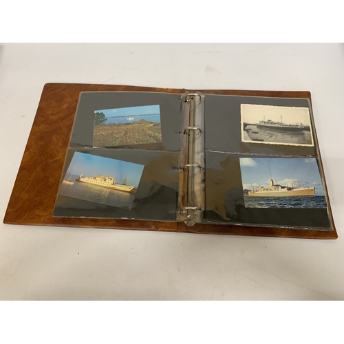205 - AN ALBUM CONTAINING VINTAGE SHIPING POSTCARDS