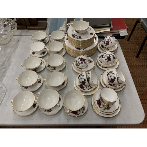 217 - A VERY LARGE COLLECTION OF DINNERWARE OF THE SAME PATTERN, SOME MARKED SHELLEY