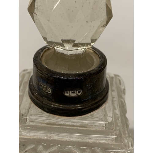 31 - A COLLECTION OF SEVEN GLASS JARS AND DISHES, FIVE WITH HALLMARKED COLLARS