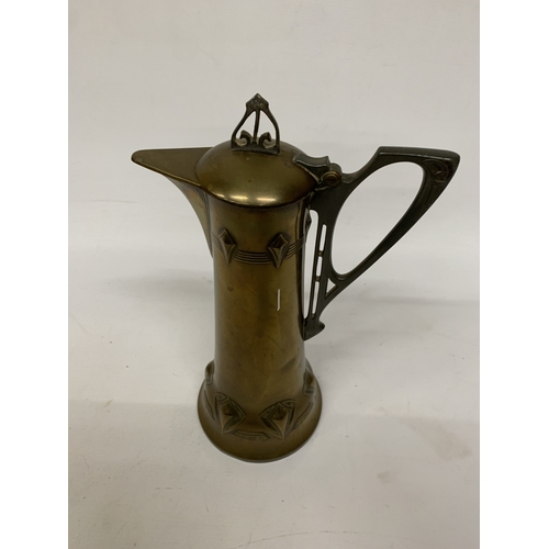 54 - AN EARLY 20TH CENTURY WMF ART NOUVEAU, ARTS AND CRAFTS CLARET JUG, HEIGHT 32CM