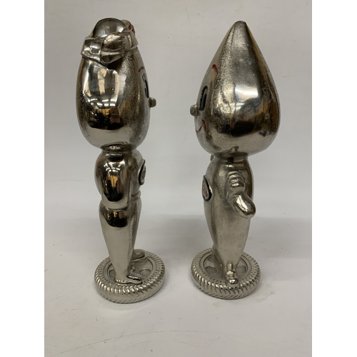 55 - A PAIR OF LARGE CHROME MR AND MRS DRIP ESSO FIGURES, HEIGHT 38CM