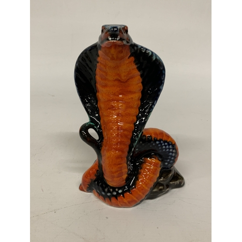 835 - AN ANITA HARRIS KING COBRA SNAKE, SIGNED IN GOLD