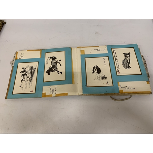348 - AN ALBUM CONTAINING ORIENTAL PRINTS TO INCLUDE ANIMAL PRINTS BY HSU PI-HUNG AND KWOK TA-WEI, LOTUS B... 