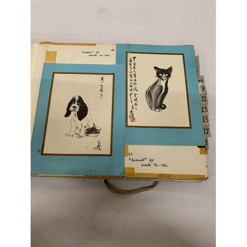 348 - AN ALBUM CONTAINING ORIENTAL PRINTS TO INCLUDE ANIMAL PRINTS BY HSU PI-HUNG AND KWOK TA-WEI, LOTUS B... 