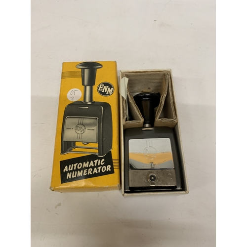 458 - AN ENM AUTOMATIC NUMERATOR IN ORIGINAL BOX WITH INK SACHET