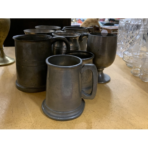472 - A COLLECTION OF PEWTER TANKARDS