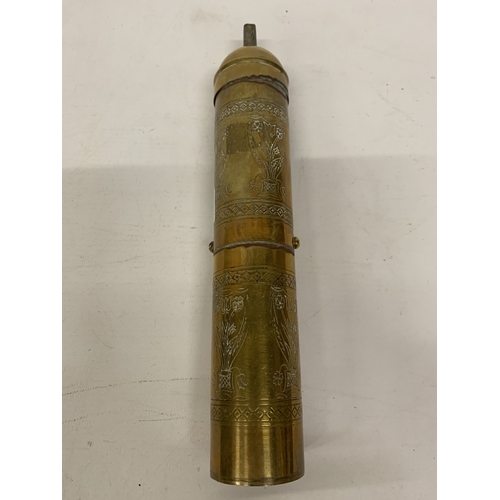 184 - A GREEK BRASS COFFEE GRINDER