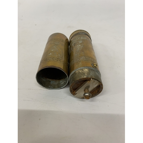 184 - A GREEK BRASS COFFEE GRINDER