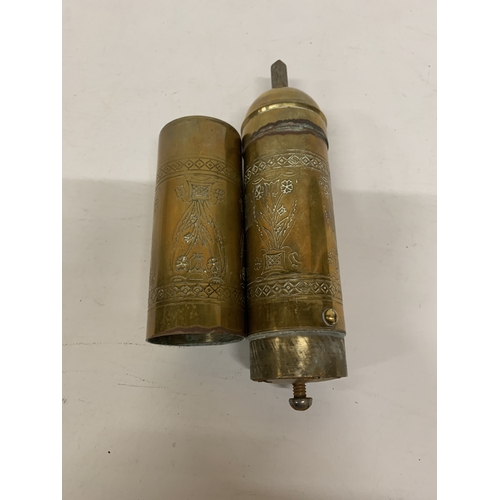 184 - A GREEK BRASS COFFEE GRINDER