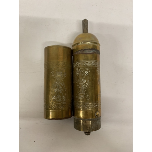 184 - A GREEK BRASS COFFEE GRINDER