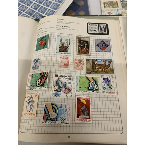 212 - TWO VINATGE STAMP ALBUMS, COINS AND SHEETS OF STAMPS