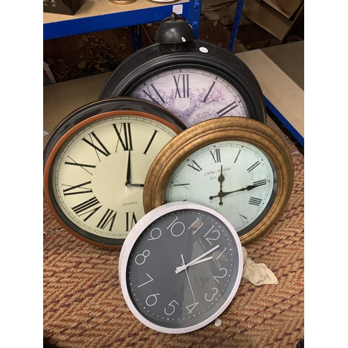 908 - FOUR WALL CLOCKS