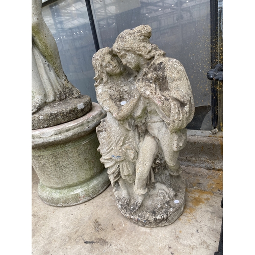 1503 - A CONCRETE GARDEN FIGURE OF TWO FEMALES (H:70CM)