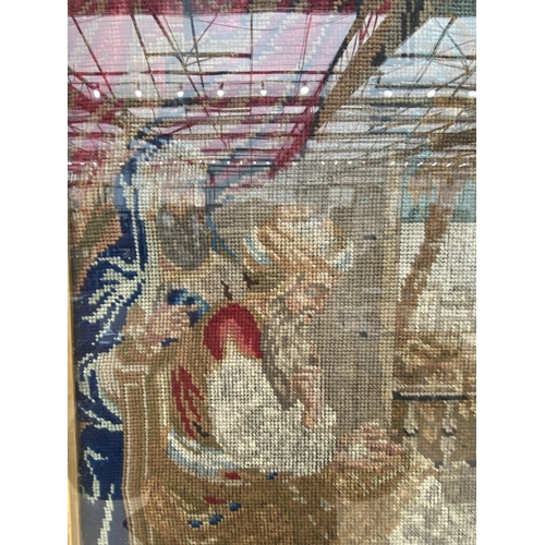 1510 - A VINTAGE FRAMED TAPESTRY