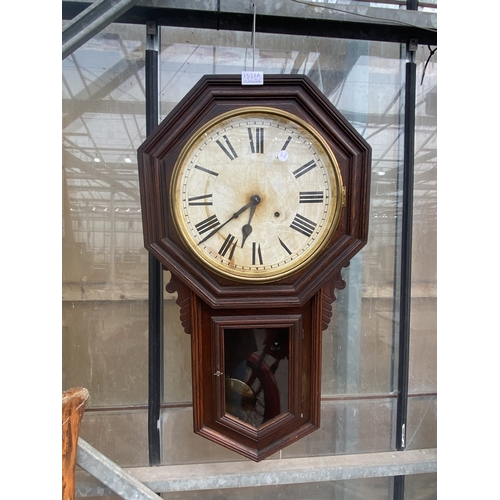 1527A - A MAHOGANY CASED CHIMING WALL CLOCK