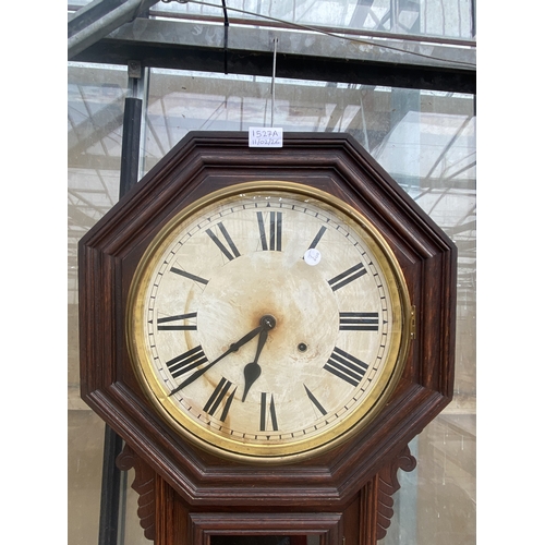 1527A - A MAHOGANY CASED CHIMING WALL CLOCK