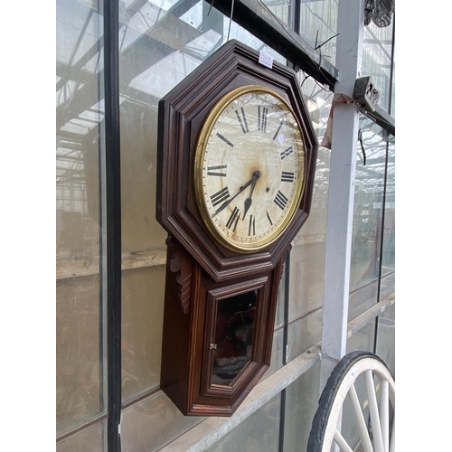 1527A - A MAHOGANY CASED CHIMING WALL CLOCK