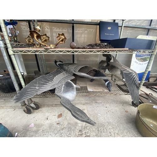 1559 - AN ASSORTMENT OF PLASTIC AND FOAM GOOSE AND CROW DECOYS