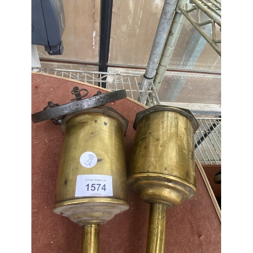 1574 - TWO VINTAGE BRASS MEAT JACKS