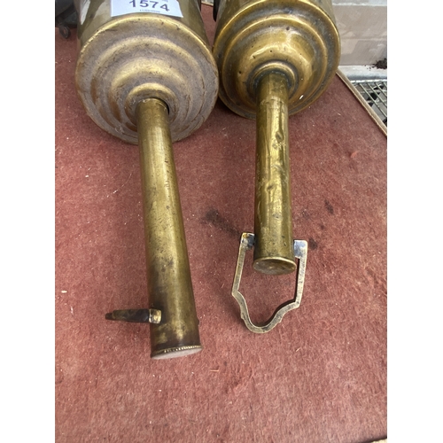 1574 - TWO VINTAGE BRASS MEAT JACKS