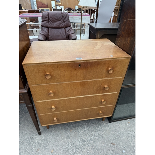 2660 - A RETRO OAK CHEST OF FOUR DRAWERS, 30