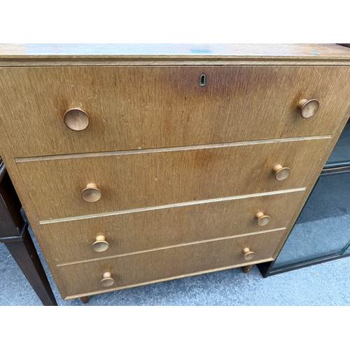 2660 - A RETRO OAK CHEST OF FOUR DRAWERS, 30