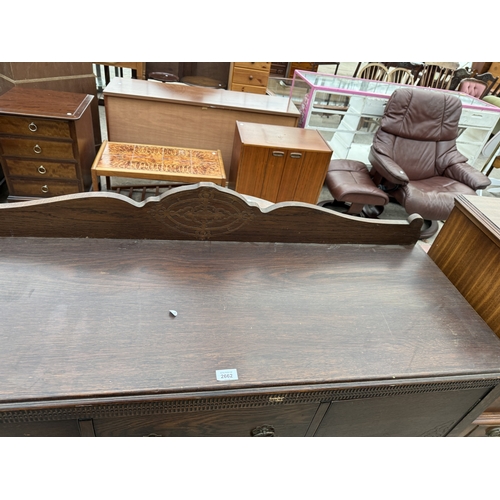 2662 - A MID 20TH CENTURY OAK SIDEBOARD WITH RAISED BACK, 54