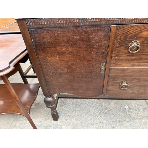 2662 - A MID 20TH CENTURY OAK SIDEBOARD WITH RAISED BACK, 54
