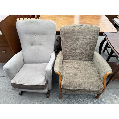 2664 - A FIRESIDE CHAIR AND ROCKING CHAIR