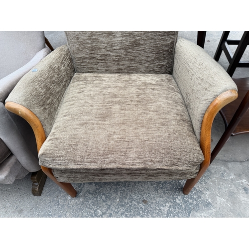 2664 - A FIRESIDE CHAIR AND ROCKING CHAIR