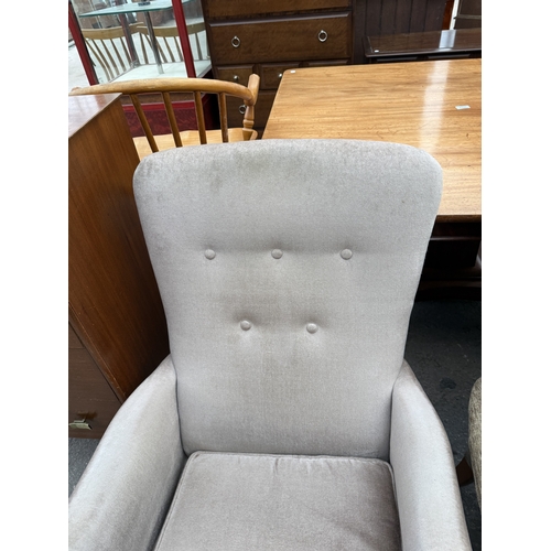 2664 - A FIRESIDE CHAIR AND ROCKING CHAIR