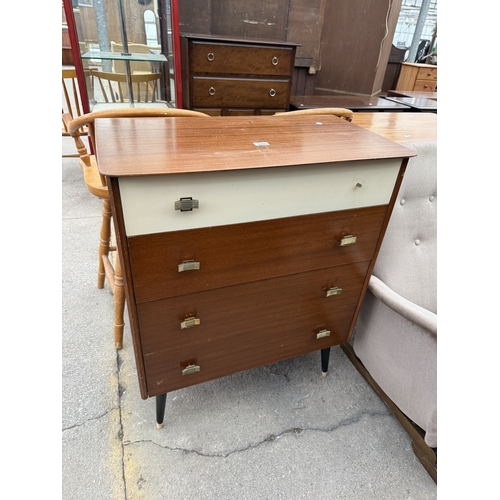 2665 - A RETRO TEAK CHEST OF FOUR DRAWERS, 31