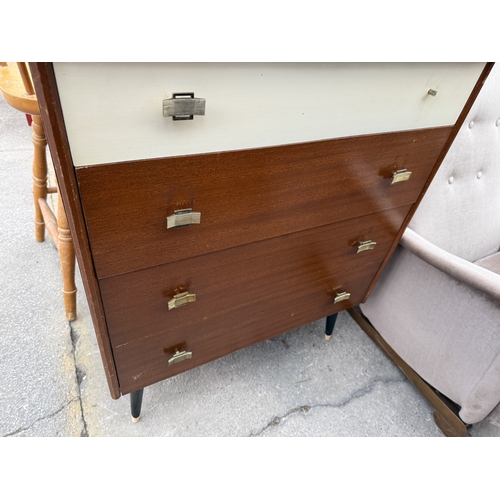 2665 - A RETRO TEAK CHEST OF FOUR DRAWERS, 31